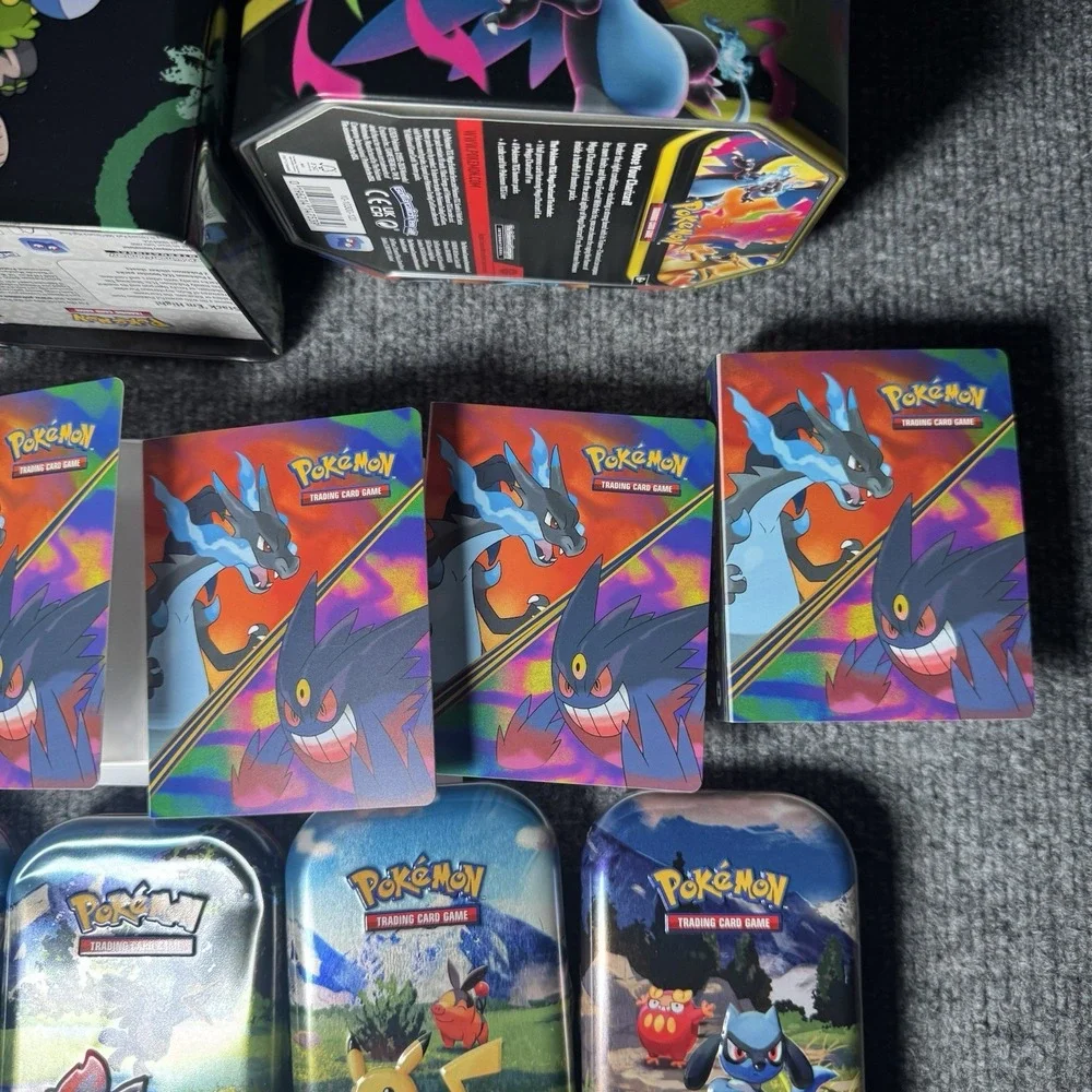 Lot Of Pokemon Ascended Hero's Mini Tins & Other Tins & Phantasmal Binders EMPTY